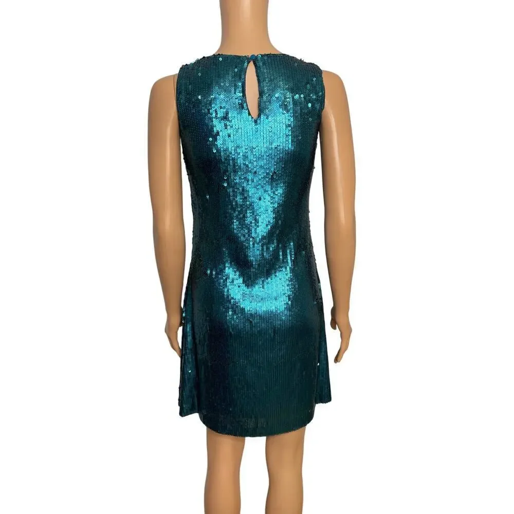 Marciano sequined A line mini dress size 14 (Girls) Teal - Picture 13 of 14